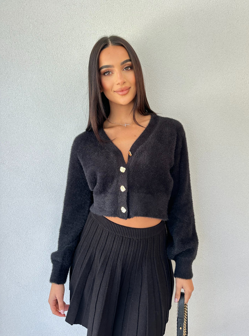 Fluffy Cardigan Black