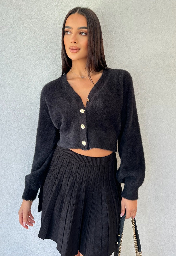 Fluffy Cardigan Black
