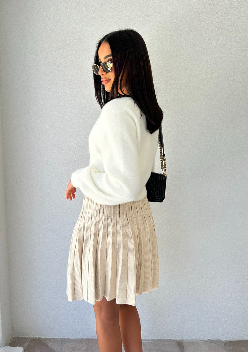 Penny Pleated Skirt Beige