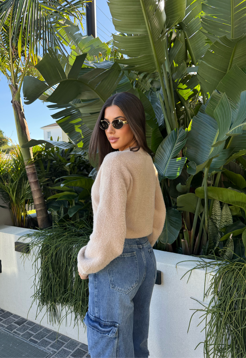 Fluffy Cardigan Beige
