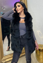 Faux Fur 5 Panel Vest Black PRE ORDER