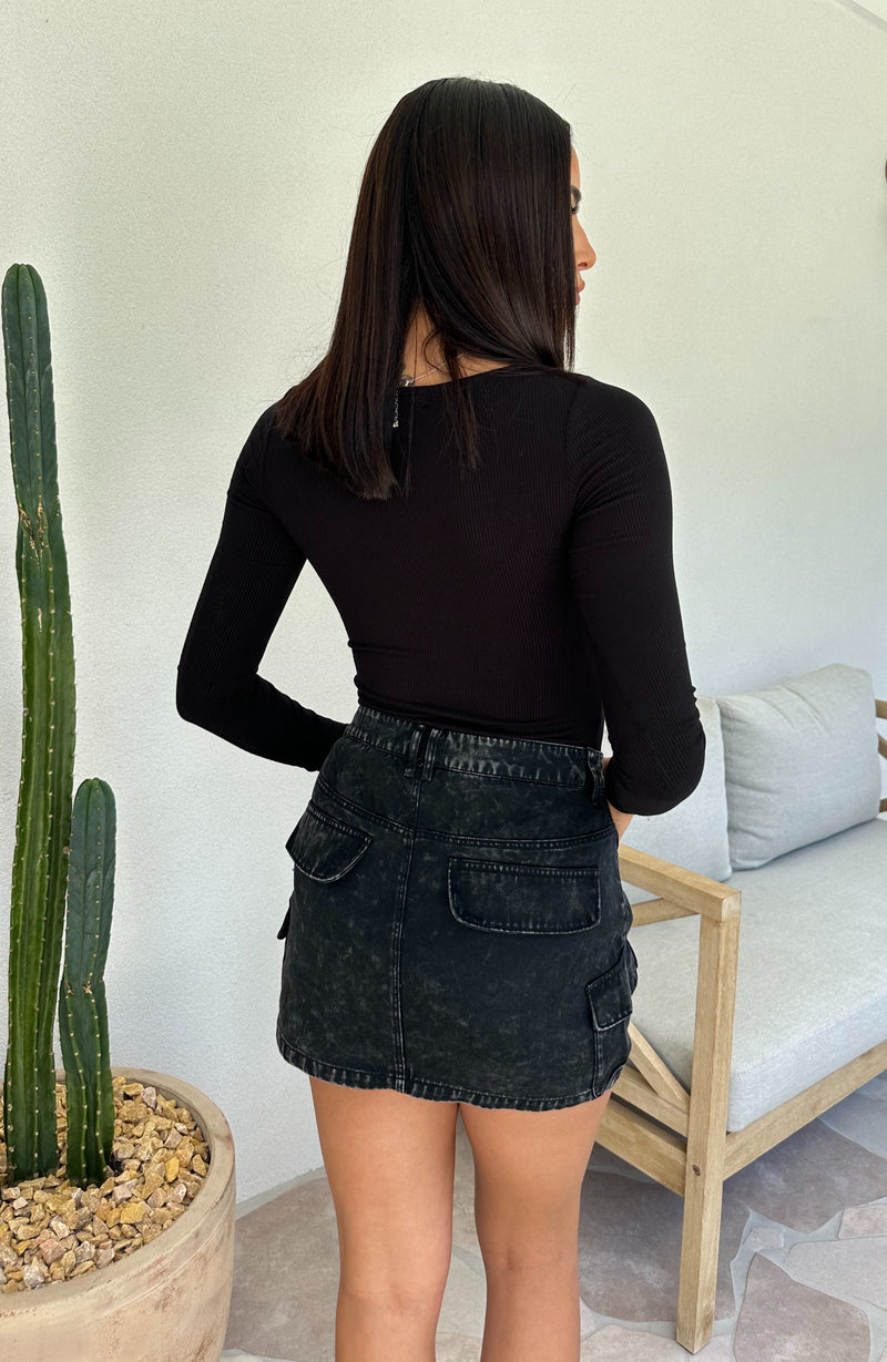 Cecilia Denim Skirt Black