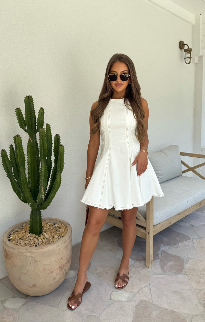 Willow Denim Dress White