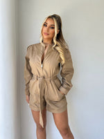 Jacinta L/S Playsuit Tan