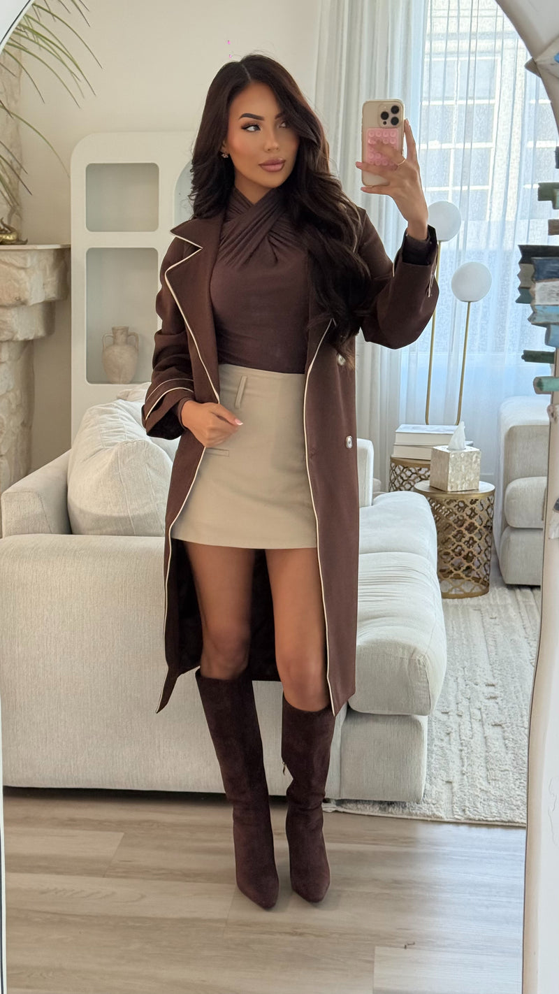 Jendi Trench Coat Espresso/Nude
