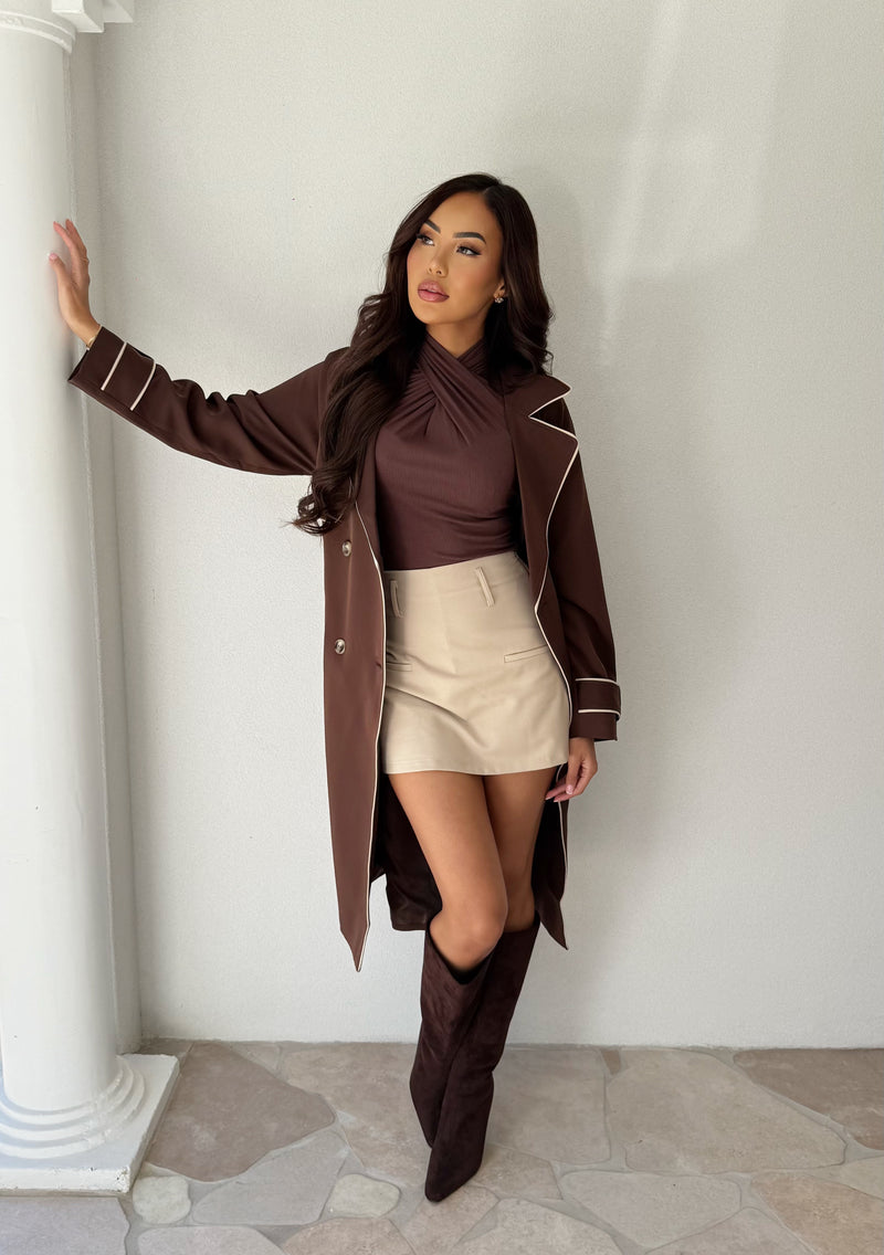 Jendi Trench Coat Espresso/Nude