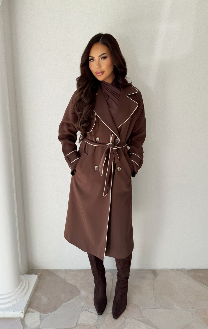 Jendi Trench Coat Espresso/Nude