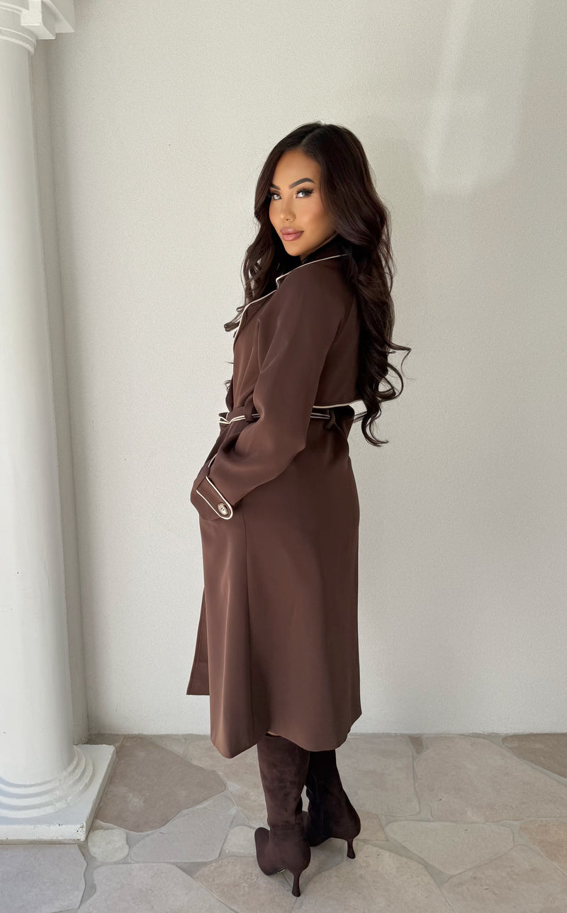 Jendi Trench Coat Espresso/Nude