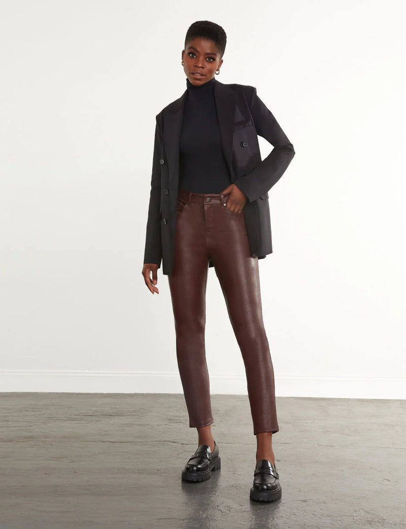 Faux Leather 5 Pocket Pants Chocolate